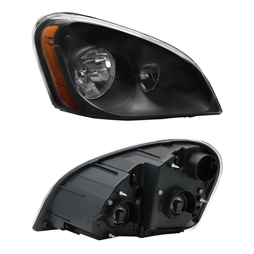 Freightliner Cascadia Halogen Headlights Black With Bulbs