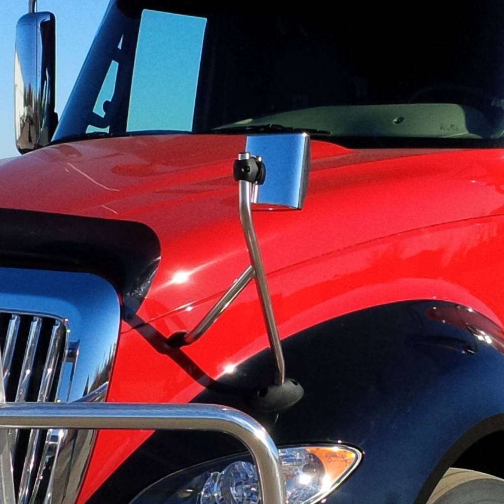 International 2008-2018 Chrome Square Convex Hood Mirror Head