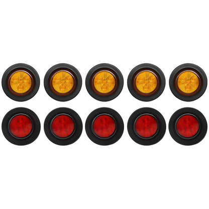 4 LED Side Marker Lights 2" Round Clearance Lights With Rubber Gaskets 10Pcs