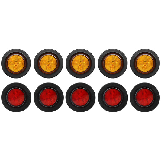 4 LED Side Marker Lights 2" Round Clearance Lights With Rubber Gaskets 10Pcs