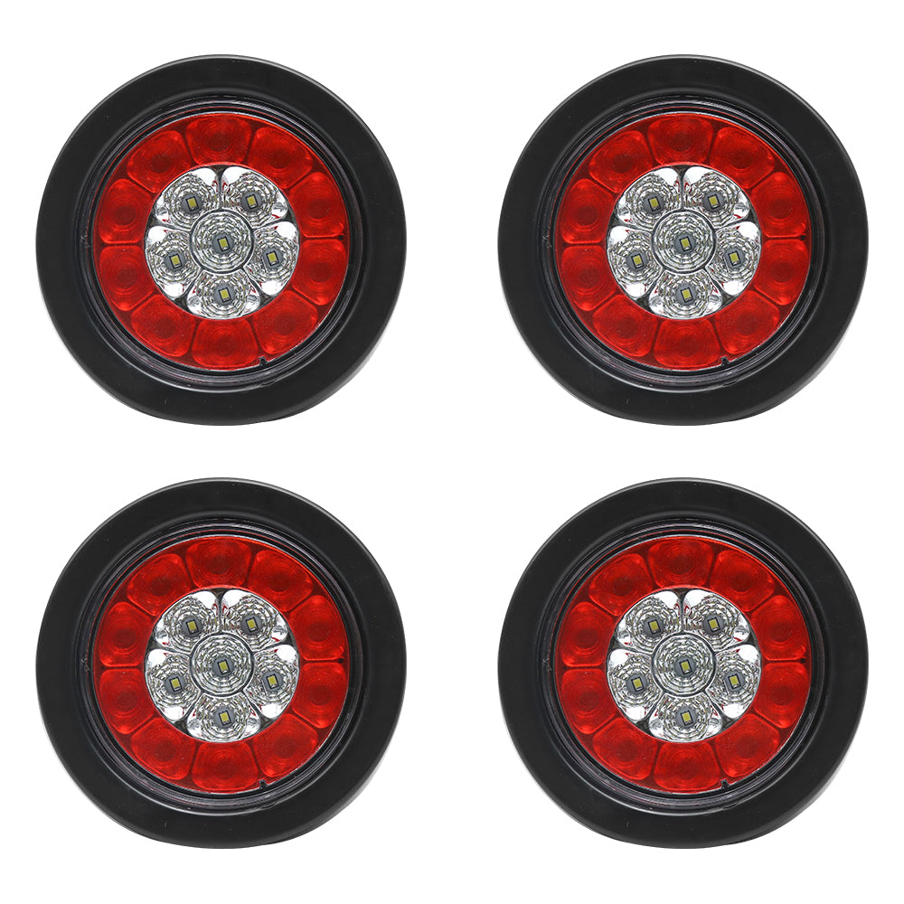 16 LED Tail Lights 4" Round Marker Lights With Rubber Gaskets 4Pcs