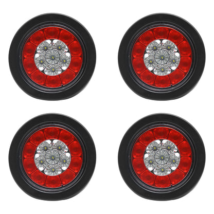 16 LED Tail Lights 4" Round Marker Lights With Rubber Gaskets 4Pcs