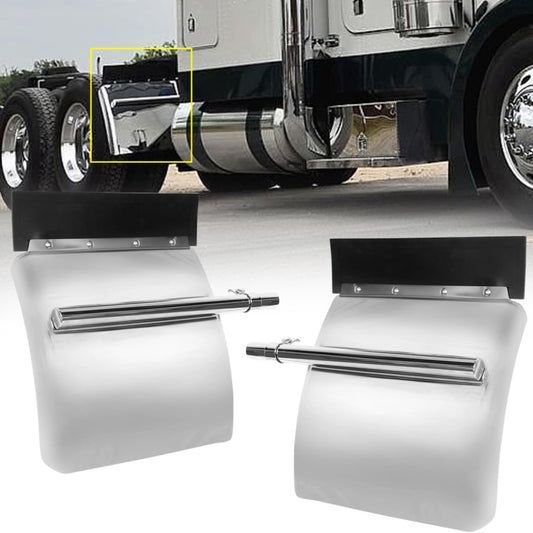 24" x 24" Pair of Stainless Steel Quarter Fenders Fit for Freightliner Kenworth Volvo Peterbilt Mack International (Alloy Steel) Semi Truck