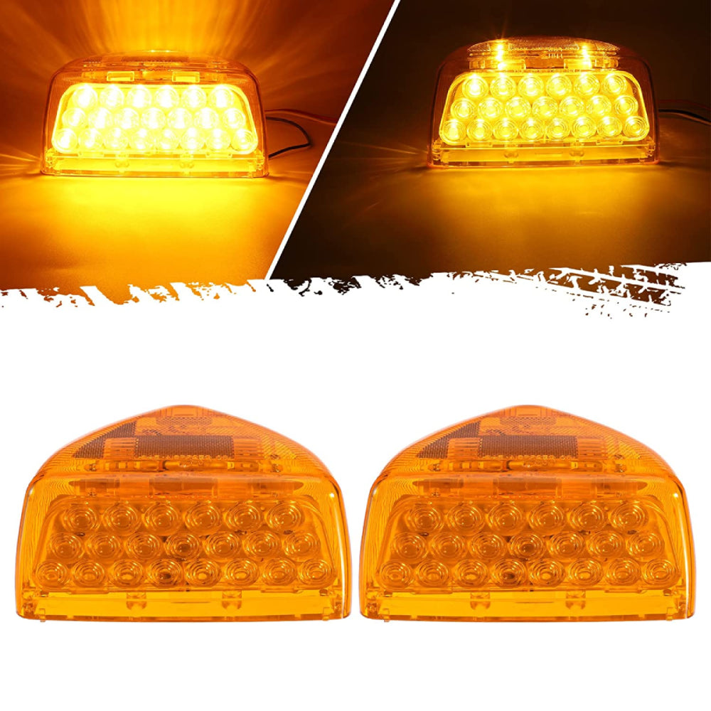 31 LED Turn Signal Replacement Fit for Peterbilt 359 357 365 378 379 Triangle Amber Led & Clear Lens 2Pcs