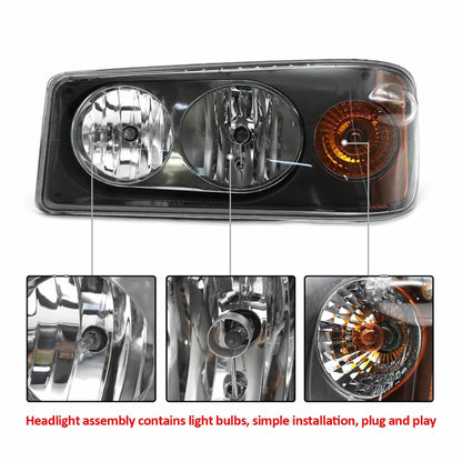 Mack Granite GU713 Headlights Assembly Chrome Aftermarket