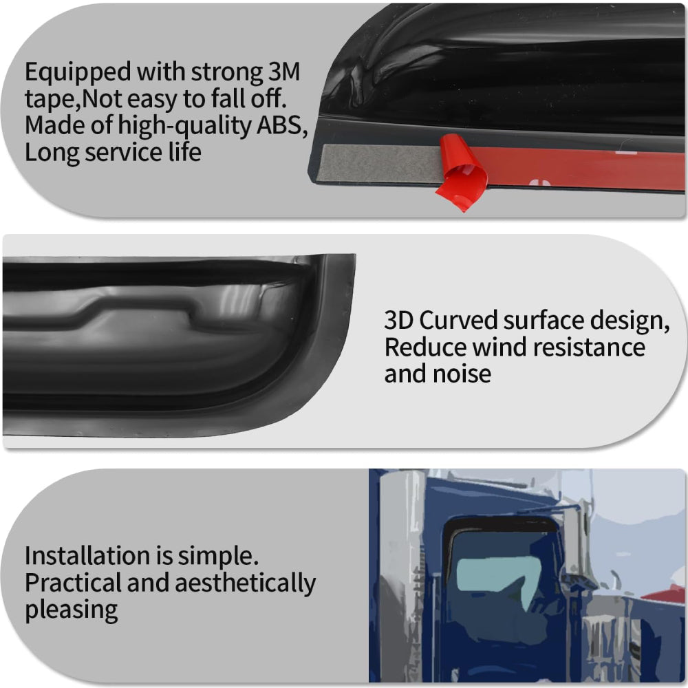 Window Visors Air Rain Vent Deflector Compatible with Kenworth C500 W900 T800