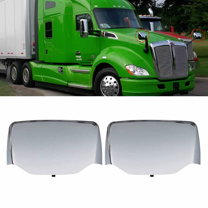 Chrome Hood Mirror Covers Fit for Kenworth T680 Peterbilt 579/587