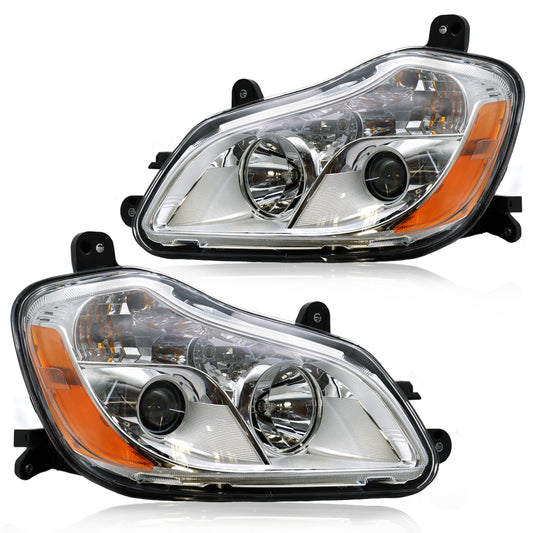 Kenworth T680 2013-2021 Chrome Headlights Included Bulbs