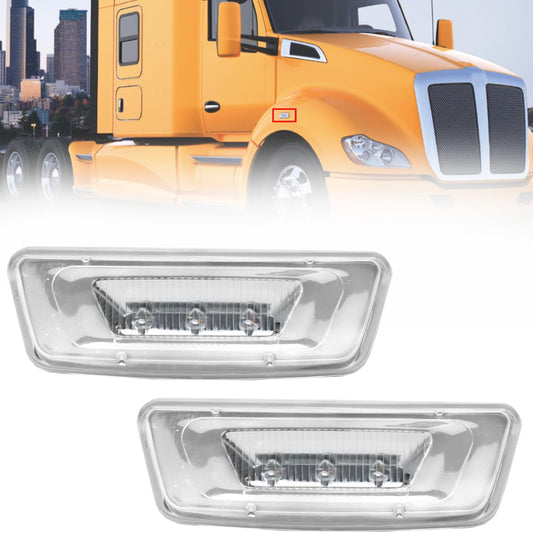 2Pcs LED Side Marker Turn Signal Lights Assemblies for Kenworth T680 T880 and Peterbilt 576