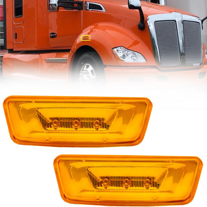 2Pcs LED Side Marker Turn Signal Lights Assemblies for Kenworth T680 T880 and Peterbilt 576