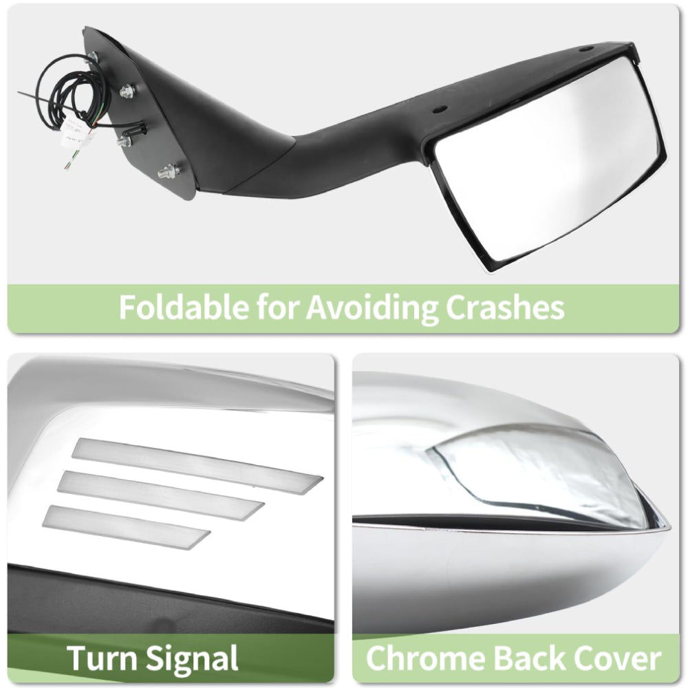 Truck Chrome Hood Mirrors Suitable for Volvo VNL 2000-2015 (WITH TURN LIGHT)