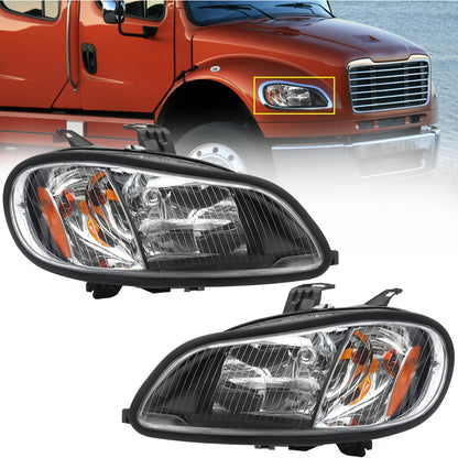 Freightliner M2 2004-2013 Headlight Assembly Black Pair