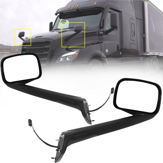 Hood Mirrors Assembly with Heater fit for Freightliner Cascadia 2018-2022(Black)