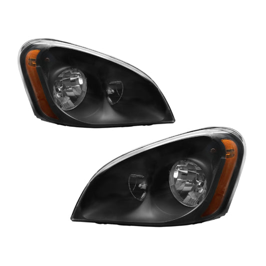 Freightliner Cascadia Halogen Headlights Black With Bulbs