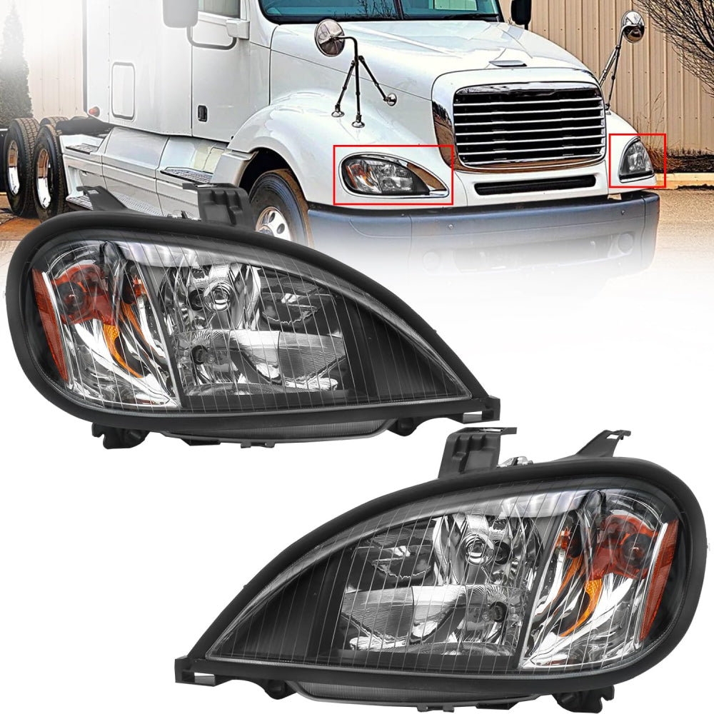 Freightliner Columbia Headlights Assembly Halogen Black